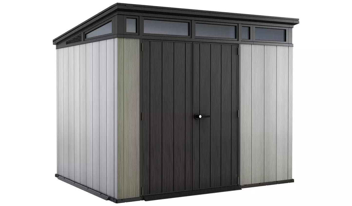 Outdoor Garden Shed 9ft x 7ft Plastic Double Door Grey