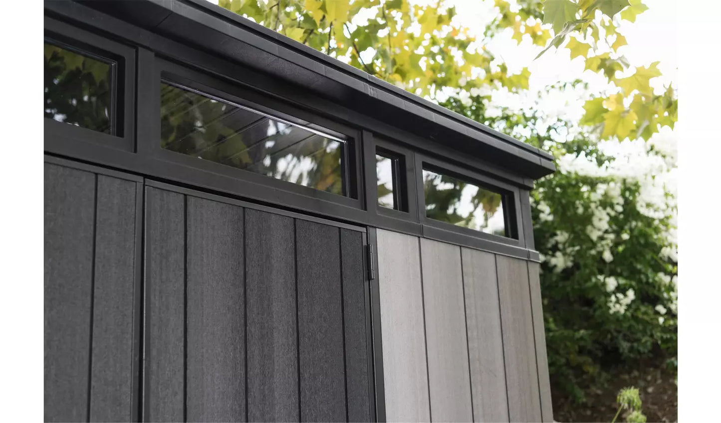 Outdoor Garden Shed 9ft x 7ft Plastic Double Door Grey