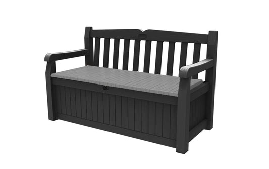 Outdoor Storage Bench 265L Recycled Resin Grey