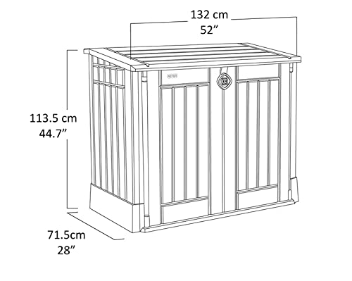 Outdoor Garden Storage Shed 845L, 130 x 74 x 110 cm, Beige and Brown