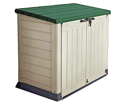Outdoor Storage Shed 1200L, 145.5 x 82 x 125 cm, Plastic, Beige and Green