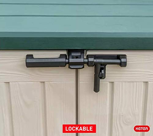 Outdoor Storage Shed 1200L, 145.5 x 82 x 125 cm, Plastic, Beige and Green