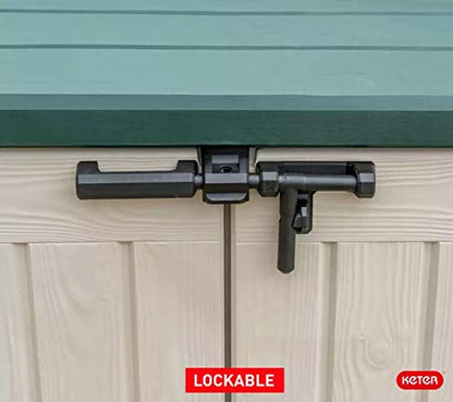 Outdoor Storage Shed 1200L, 145.5 x 82 x 125 cm, Plastic, Beige and Green