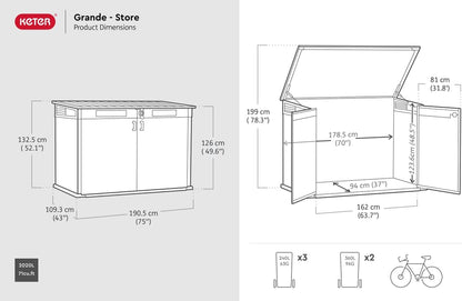 Outdoor Storage Chest 2020L Polypropylene with Metal Frame