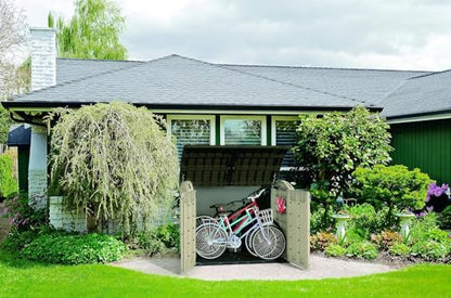 Outdoor Garden Storage Shed 2000L, 177 x 113 x 134 cm, Resin, Beige and Brown