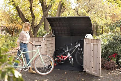 Outdoor Garden Storage Shed 2000L, 177 x 113 x 134 cm, Resin, Beige and Brown