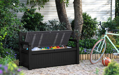 Outdoor Storage Bench 265L Recycled Resin Grey