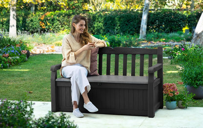 Outdoor Storage Bench 265L Recycled Resin Grey