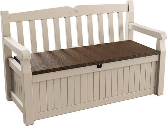 Outdoor Storage Bench 265L Recycled Resin Beige and Brown