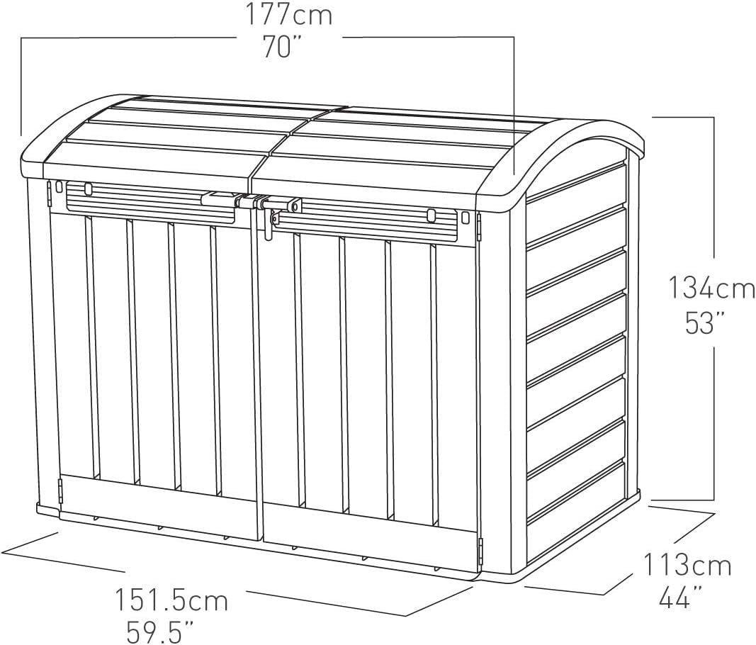 Outdoor Garden Storage Shed 2000L, 177 x 113 x 134 cm, Resin, Beige and Brown