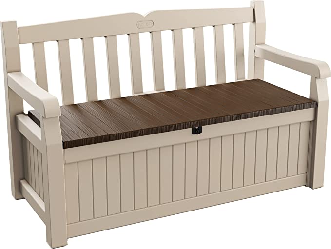 Outdoor Storage Bench 265L Plastic Beige and Brown