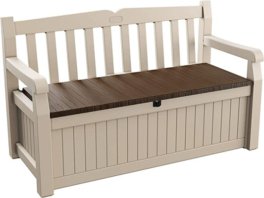 Outdoor Storage Bench 265L Plastic Beige and Brown