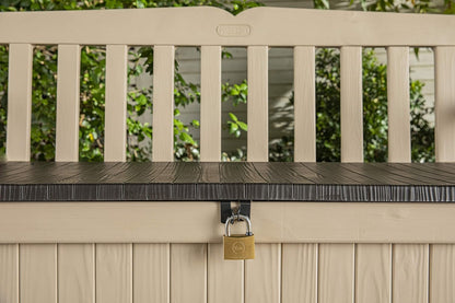 Outdoor Storage Bench 265L Recycled Resin Beige and Brown