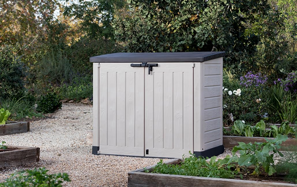 Outdoor Garden Storage Shed 1200L, 145.5 x 82 x 125 cm, Beige and Brown