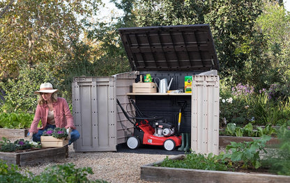 Outdoor Garden Storage Shed 1200L, 145.5 x 82 x 125 cm, Beige and Brown