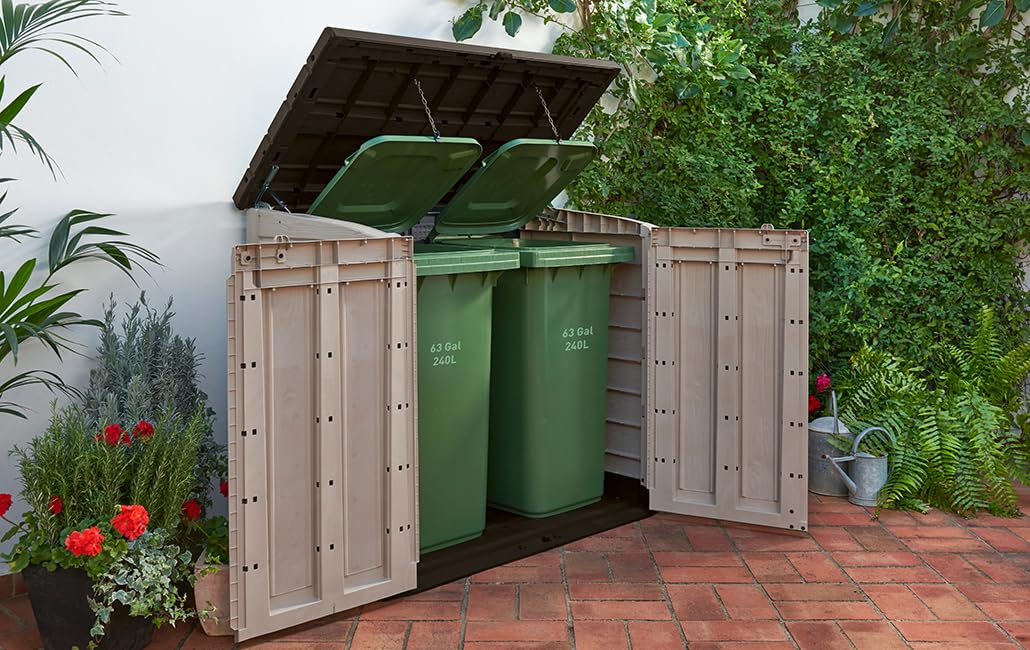 Outdoor Garden Storage Shed 1200L, 145.5 x 82 x 125 cm, Beige and Brown