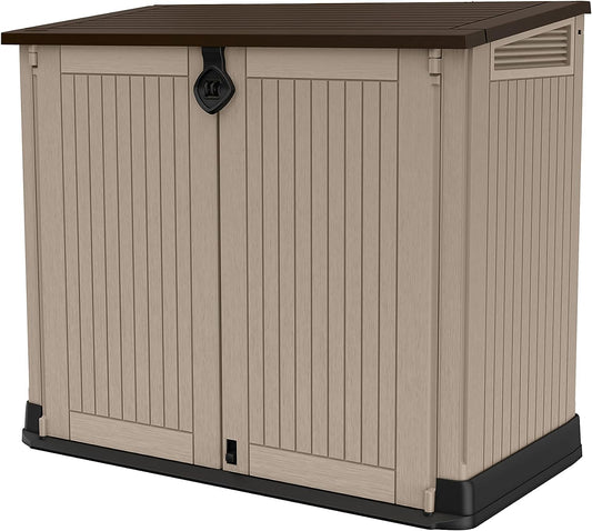 Outdoor Garden Storage Shed 845L, 130 x 74 x 110 cm, Beige and Brown