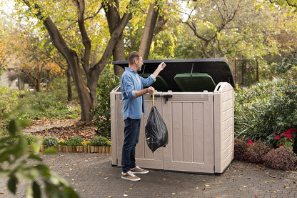 Outdoor Garden Storage Shed 2000L, 177 x 113 x 134 cm, Resin, Beige and Brown