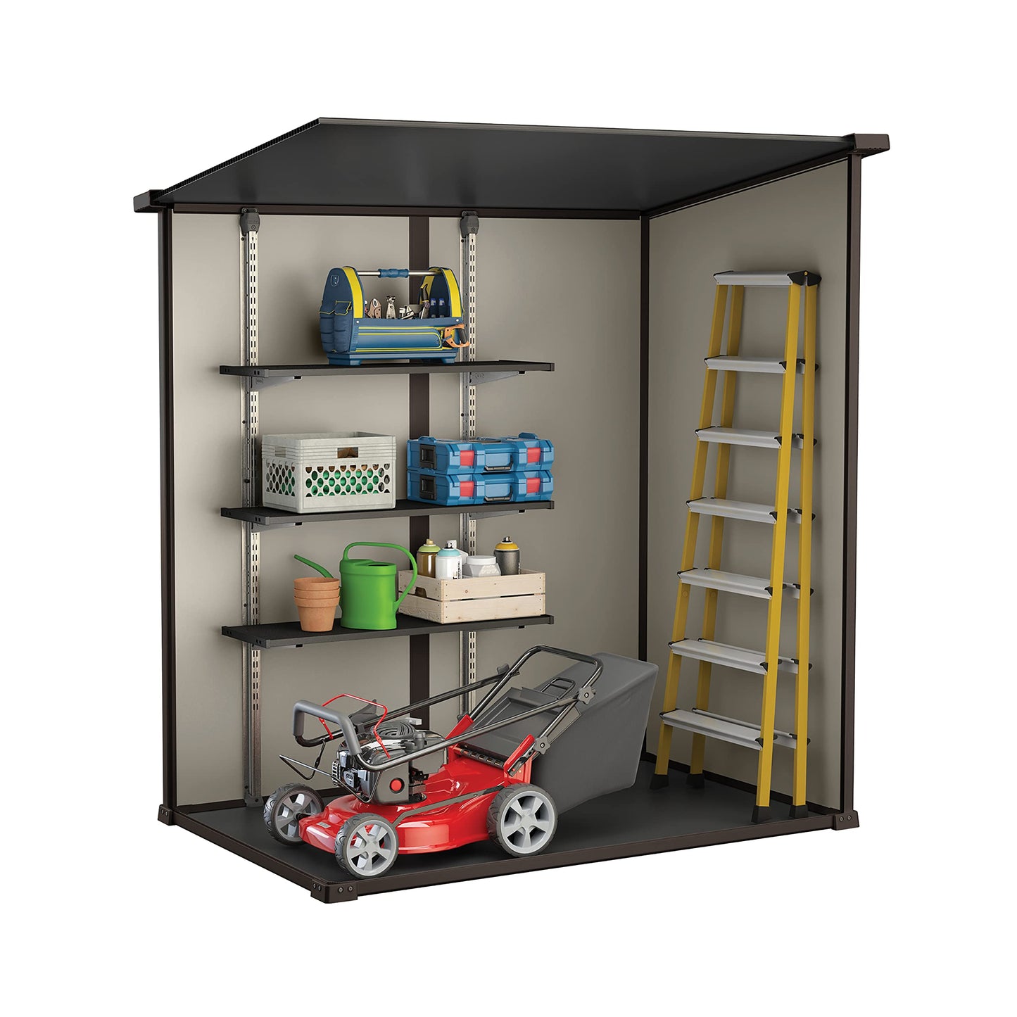 Outdoor Garden Shed 4ft Plastic Single Door Beige