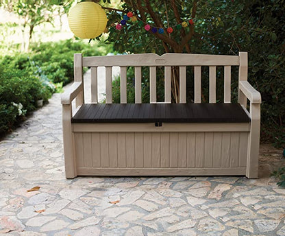 Outdoor Storage Bench 265L Plastic Beige and Brown