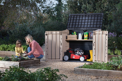 Outdoor Garden Storage Shed 845L, 130 x 74 x 110 cm, Beige and Brown
