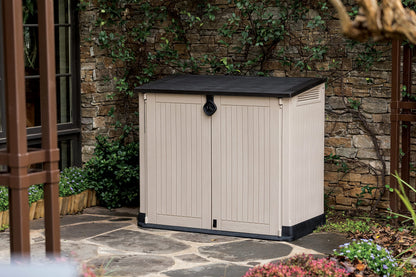 Outdoor Garden Storage Shed 845L, 130 x 74 x 110 cm, Beige and Brown