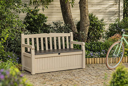 Outdoor Storage Bench 265L Plastic Beige and Brown