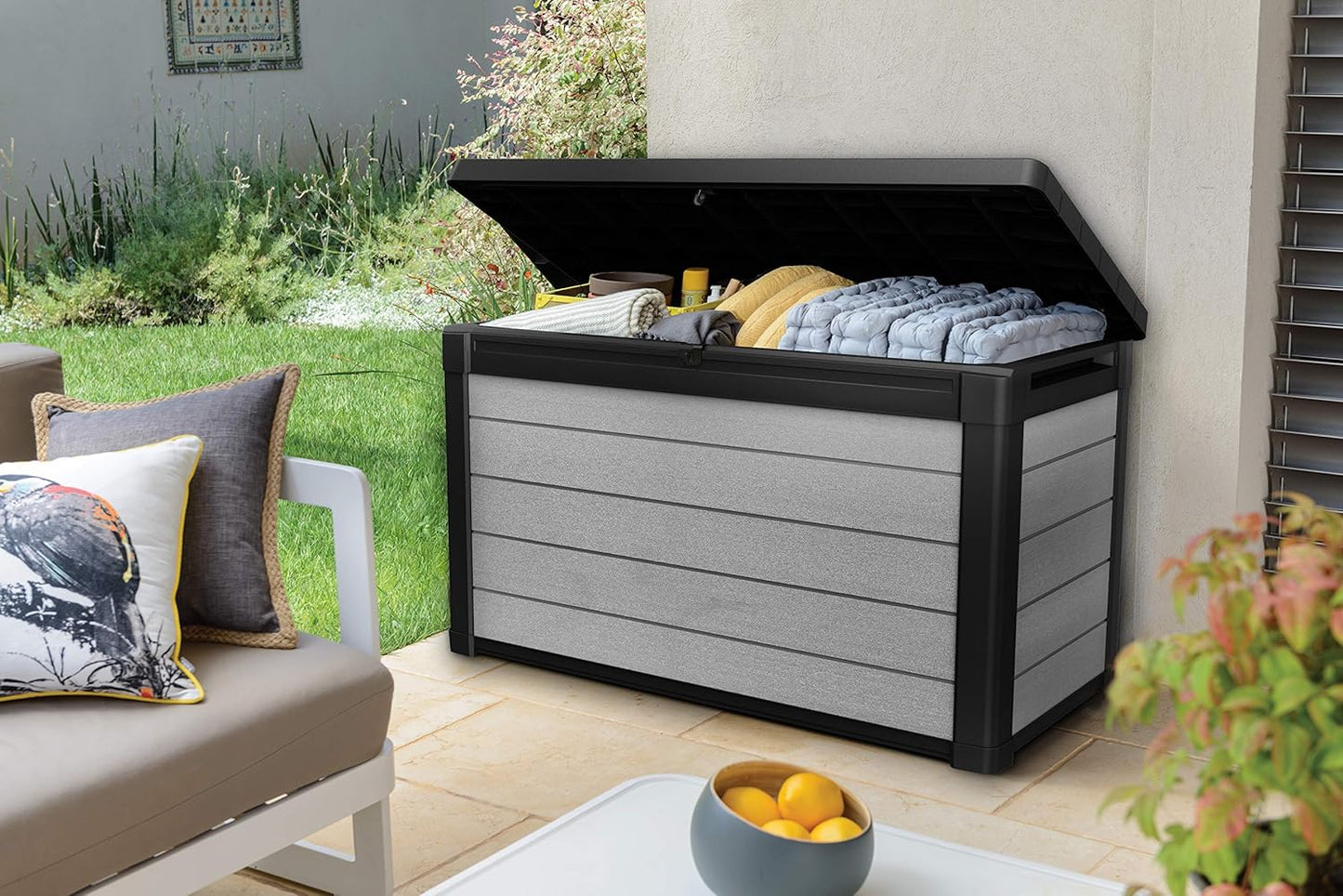 Outdoor Cushion Storage Box 380L Double-Wall Lockable Design