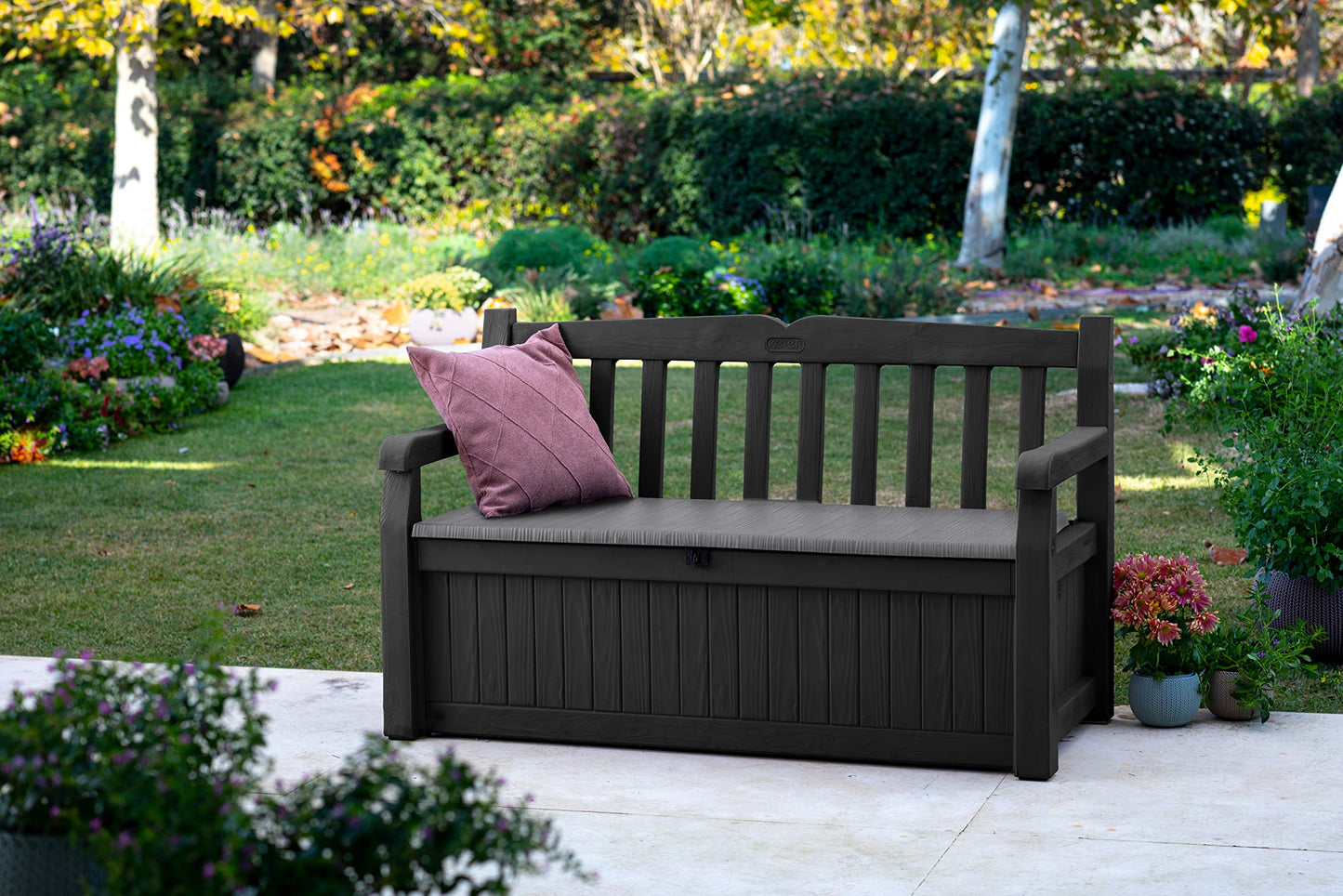 Outdoor Storage Bench 265L Recycled Resin Grey