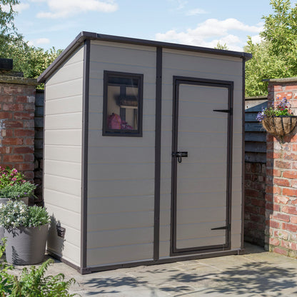 Outdoor Garden Shed 4ft Plastic Single Door Beige