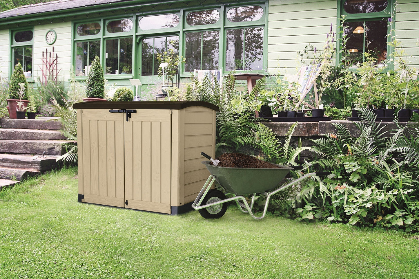 Outdoor Garden Storage Shed 1200L Polypropylene Taupe Beige