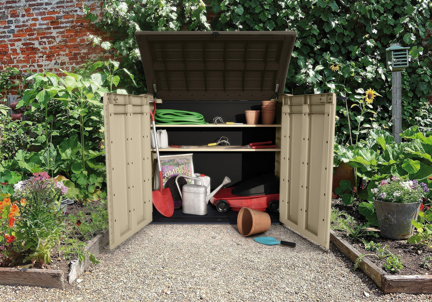 Outdoor Garden Storage Shed 1200L Polypropylene Taupe Beige