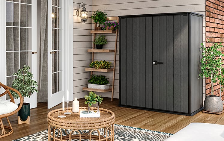 Outdoor Storage Cabinet 1400L Resin Grey with Shelves